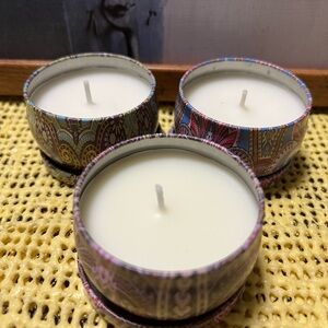 Bohemian Patterned Candle Tins Set Vibrant Accents